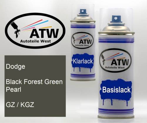 Dodge, Black Forest Green Pearl, GZ / KGZ: 400ml Sprühdose + 400ml Klarlack - Set, von ATW Autoteile West.